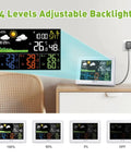 Wireless Weather Station With Three Sensors, Color Display Digital Atomic Clocks, Indoor Outdoor Temp And Humidity