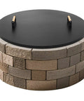 Round 38 Inch Fire Pit Lid Cover With Wooden Handles For Patio Fire Pits Heavy Duty Rust Resistant 1.5mm Metal Lid All Season Protection