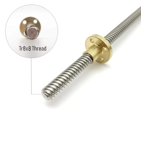 Two Pack 150Mm TR8x8 Lead Screws With T8 Brass Nuts For Z Axis 3D Printers DLP SLA And CNC Machines Acme Thread 2Mm Pitch