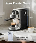 Level Up Your Daily Grind With This Solid 20 Bar Semi Auto Espresso Machine Sporting A Crisp Touchscreen Interface, showcasing compact design and 40 oz tank.