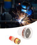 Gas Lens TIG Torch Kit For Arc Welding, High-Heat Resistant Collets, Nozzle, Back Gasket, Silicone Ring shown with welder at work