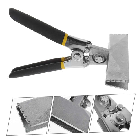 Metal Bending Pliers Duckbill Tool for manual seaming with durable non-slip jaws shown in close-up details