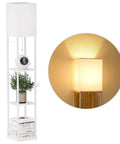 Floor Lamp With Shelves Modern Square Standing Shelf Light For Living Room Or Bedroom Three Color Temperature LED Bulb Warm Neutral Cool 900 Lumens Space Saving Corner Bookcase Style Lighting