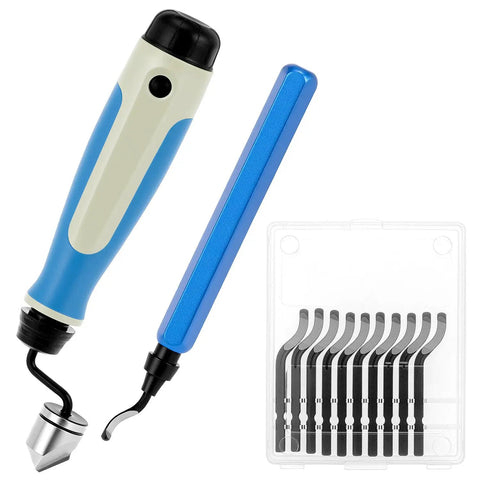 Pro Grade Hand Deburring Tool Kit With 10 Rotary Blades And Countersink Blade For Wood Plastic Aluminum And Steel