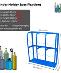 Blue Floor-Standing Cylinder Rack For Propane And CO2 Tanks Heavy Duty Secure Steel Stand Holds 3 Cylinders Up To 85 Cm