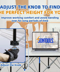 Close-up of knob adjustment on Six-Leg Portable Folding Workstand, Heavy Duty Foldable Workbench Built to Haul Up to 2425 Lbs