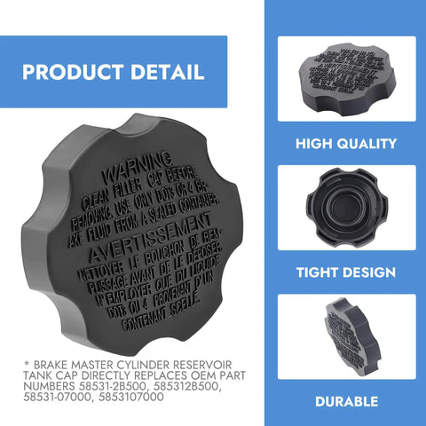 Hyundai And Kia Brake Master Cylinder Reservoir Cap Replacement No-Fuss Leak-Proof Direct Fit For Accent Elantra Sonata Tucson