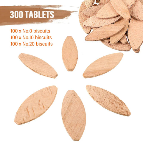 Beechwood Wood Joiner Biscuits Mixed Sizes Zero Ten Twenty Three Hundred Piece Knockout Kit For Tight Furniture Framing And Hella Sturdy Slick Woodworking Joints Pro Grade