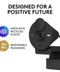 Crisp 1080P Full HD Webcam Featuring Auto Light Correction, sleek black design with lens and clip for various setups.