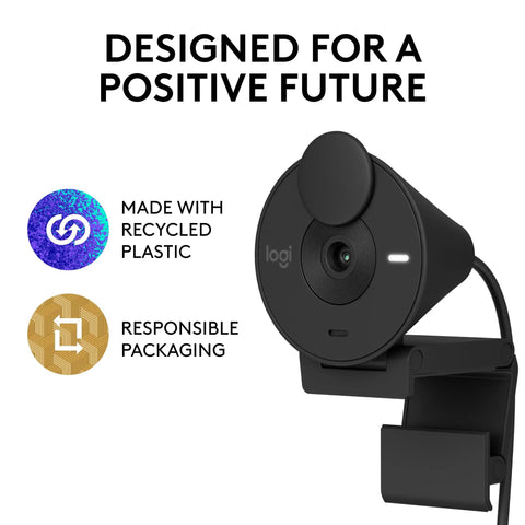 Crisp 1080P Full HD Webcam Featuring Auto Light Correction, sleek black design with lens and clip for various setups.
