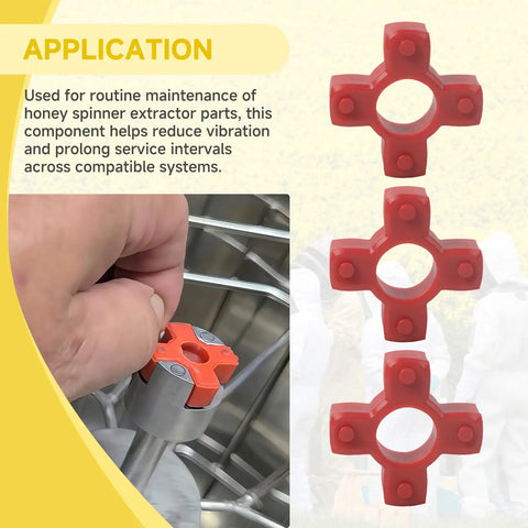 Plug And Play Easy Install Plastic Bushing Connector for Honey Extractor Replacement in hand with extractor setup