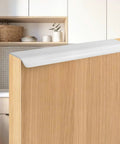 White cabinet with Six Pack Black Finger Pulls For Cabinets With 6.3 Inch Hole Centers Hidden Ergonomic Design on top
