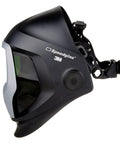 Side view of Speedglas 9100 Welding Helmet Replacement Part With Side Windows Headband And Silver Front Panel No ADF Durable Shell