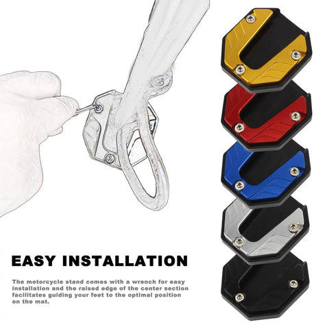 Aluminum Alloy Kickstand Plate Extension For Universal Dirt Bikes And Motorbikes Side Stand Foot Pad Dope Upgrade Durable Wear Resistant Support Accessory Silver, showcasing color options.