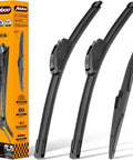 3 Pack Windshield Wiper Blades For Kia Sportage 2017 To 2022, Hyundai Santa Fe 2019 To 2023, Kia Sorento 2016 To 2020, front and rear view