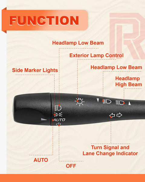 Premium Straight Swap Turn Signal And Headlight Multi Function Switch For Chevy Cobalt Equinox Hhr G5 showing control functions and labels.