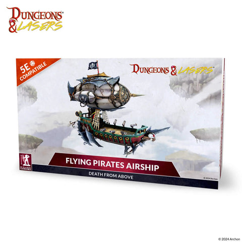 Box image of Flying Pirates Airship Miniature For DND And 5E RPGs Unpainted And Unassembled Over 10 Inches Tall
