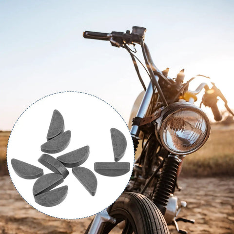 Thinking Process: grey two-stroke crankshaft key set, semicircle metal keys for motorcycle engine power transfer