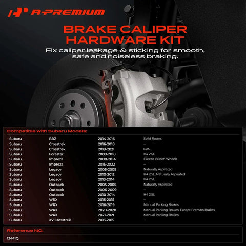 A-Premium Rear Side Disc Brake Hardware Kit For Subaru Brz Crosstrek Forester Impreza Legacy 2014-2022, rear brake parts