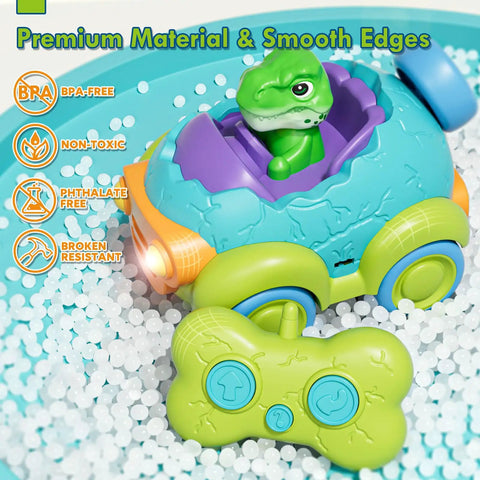 Dino RC Car For Toddlers Tot Friendly With Lights And Music Rechargeable Remote Controlled Dinosaur Toy For Ages 2 3 4 Years