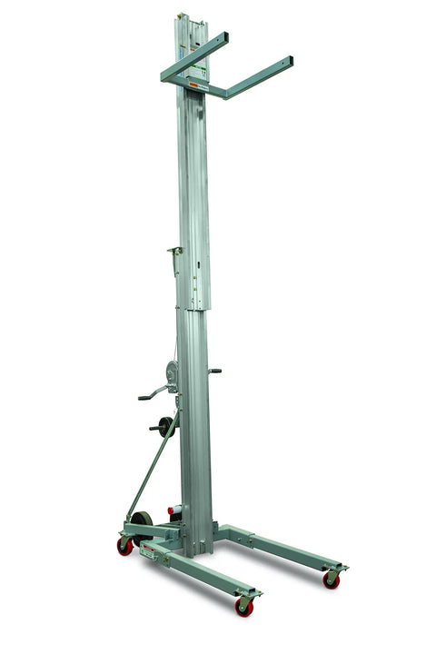 Contractor Grade Material Lift With 650 Lb Capacity And 12 Foot 10 Inch Lift Height Steel Forks One Speed Manual Winch