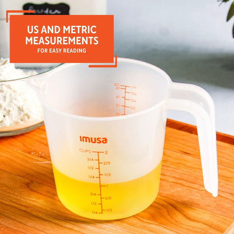 Two Cup Measuring Cup With Clear Ounces And Milliliters Markings For Liquid And Dry Ingredients Durable Polypropylene Kitchen Tool