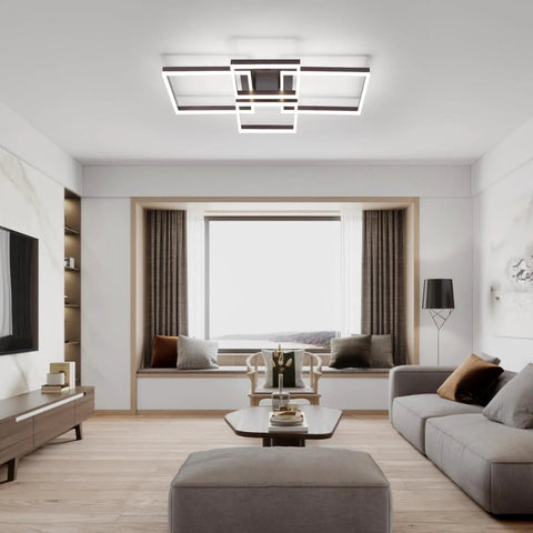 Modern Dimmable LED Flush Mount Ceiling Light 2x2 Square Acrylic Lamps For Living Room 3000K To 6000K Warm To Cool White Finish