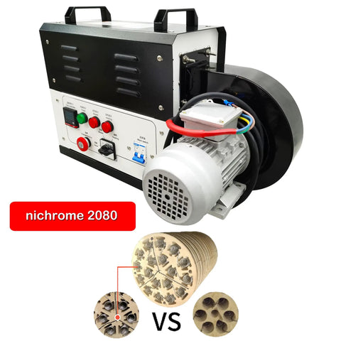 Heavy Duty Industrial Heat Blower Built Tough To Crush Daily Drying Jobs Featuring Three Hundred Cfm Airflow Punch Plus Pid Temperature Control On Standard Two Twenty Hookup with motor and controls.
