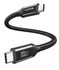Ultra Fast USB4 Thunderbolt 4 Cable 1ft 40Gbps Data Transfer 240W PD Charging 8K60Hz Ready Perfect For Docks External GPUs Laptops Monitors And High Power Gear black braided USB-C cable