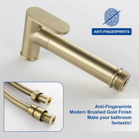 Warm Water Bidet Sprayer With Hot And Cold Brass Rough In Valve And SUS304 Stainless Steel Round Handheld Attachment Brushed Gold