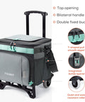 50 Can Collapsible Rolling Cooler With Wheels And All Terrain Cart, Leakproof Insulated Soft Bag for Beach Ready Camping or Travel
