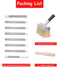 Do It All Adjustable Long Handle Deck Stain Brush Kit With 100 Percent Natural Bristle Wide Paint Brush For Wood Stains Oils Deck Coatings Fence Walls And Furniture Including Extension Rod For Easy Back Saving Application, showing bristles, rods, and wooden handle.