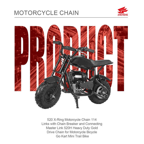 Gold 520 X Ring Motorcycle Chain With 114 Links And Master Link Pro Grade Heavy Duty Drive Chain for Trail Bike