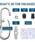 Heavy Duty Kitchen Faucet With Smooth Pull Down Sprayer In Top Shelf Brushed Nickel Rust Resistant Steel Body components and manuals.