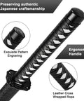 Handle details of Hand Forged Steel Samurai Sword With Clay Tempered Blade Unsharpened Practice Katana Beefy Full Tang Build
