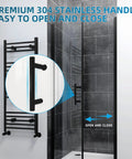 Slick Matte Black Frameless Pivot Shower Door Featuring Thick Clear Tempered Glass And Smooth Reversible Swing Action For A Straight Up Bathroom Upgrade with premium 304 stainless handle.