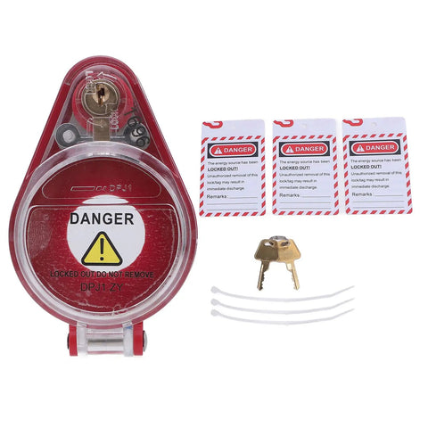Emergency Stop Button Switch Cover For 22mm Mount Transparent ABS Lockout Guard With Keys Tag And Cable Ties Included