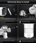 Installation steps for Motion Sensor Outdoor Flood Lights 28W 3500 Lumens Hardwired Security Light with IP65 waterproof feature.