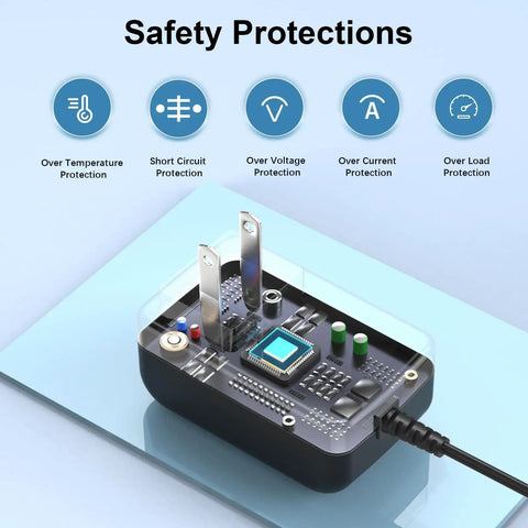 19V Charger Power Cord For Booster PAC Jump Starter ES5000 ES2500 ESP5500 J1000 J850 UL Listed internal protection features