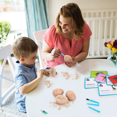 Dig Up Dinosaur Fossil Eggs Kit Break Open Twelve Unique Dino Eggs Uncover Twelve Adorable Dinosaurs Easter STEM Toy For Kids