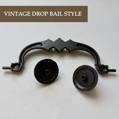 Vintage Bail Drawer Pulls Four Pack Oil Rubbed Bronze Cabinet Handles Five And Three Eighths Inch Center To Center Drop Pulls