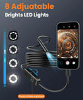 Endoscope Cam With Light 1920P Borescope Eight LED Lights 33 Ft Semi-Rigid Snake Inspection Camera IP67 Waterproof detail