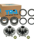 Front Wheel Bearing And Hub Assembly Kit For Subaru Impreza Forester Outback Baja Legacy 1990-2007 8 Piece Set Includes 2 Front Bearings 2 Front Hubs And 2 Front Inner And Outer Seals displayed with packaging