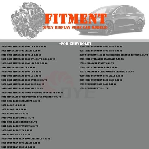Mass Air Flow Sensor Replacement For Silverado 1500 2500 3500 HD Tahoe Suburban 1500 2500 Avalanche 2009 2015 MAF Sensor Plug And Play For Smooth Idle And Beefed Up Acceleration compatible fitment chart