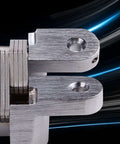 Close-up of Hidden Hinges Set 2 Pack 304 Stainless Steel discreet invisible folding door hinges for cabinets and kitchen furniture