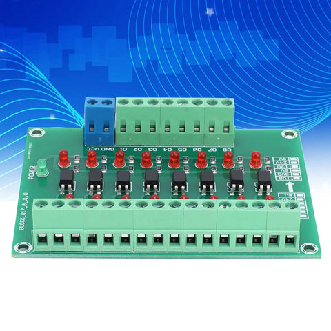 8 Channel Optical Isolation Module For PLCs With 20kHz Switching Frequency Optocoupler Converter Board showing terminals