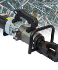 Compact Handheld Electric Hydraulic Rebar Bender For Steel Copper Rods 0-90 Degrees. High torque tool with a durable metal build.