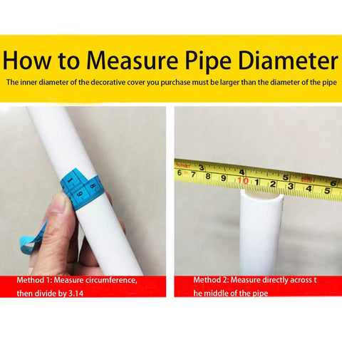 How to measure pipe diameter using tape and ruler for Top Shelf 2 Pack Stainless Steel Split Flange Collar 4 Inch Decorative Wall Pipe Cover.