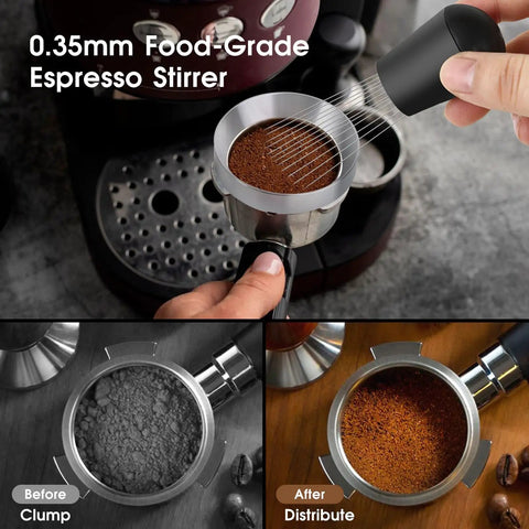 Espresso Accessories Kit 51mm For Delonghi And Other 51mm Machines with tamper leveling ground coffee in portafilter