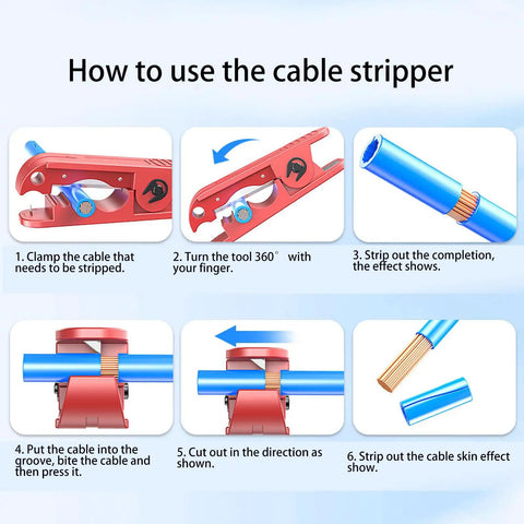 Instructions for using Lvifloae Wire Stripper Machine With Accurate Crimping 360 Degree Rotation Cutting Tool for electrical cables.